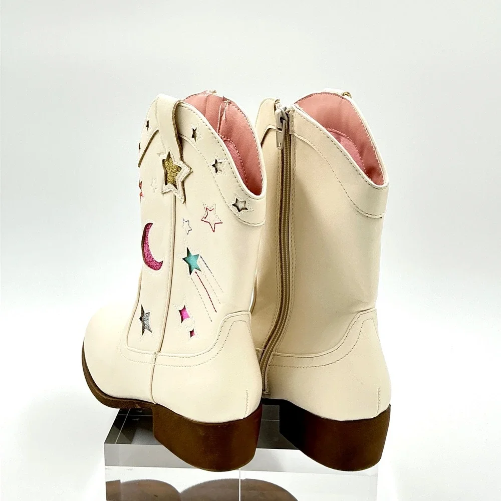 Jellypop Girls Size 12 Boots Cream Glitter Star Moon Kids Shoes NEW Veronika$50